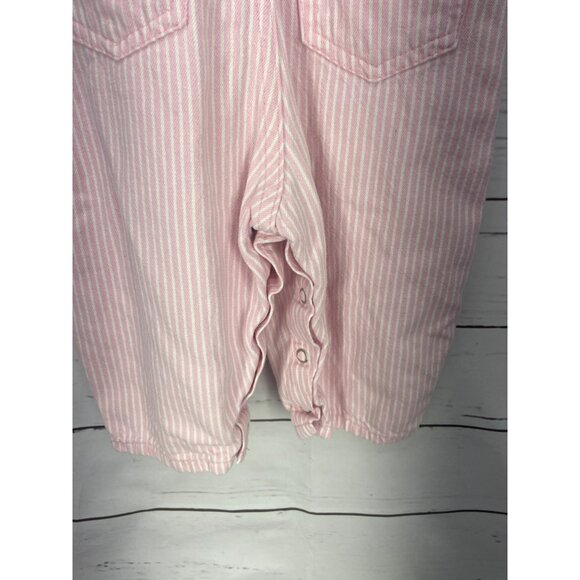 Vintage Osh Kosh Girls Pink & White Striped Overalls Size 12m - Picture 3 of 7